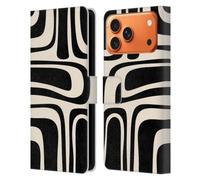 Head Case Designs Officially Licensed Kierkegaard Design Studio Palm Springs Black Cream Retro Abstract Patterns Leather Wallet Case Compatible With Apple iPhone 17 Pro Max