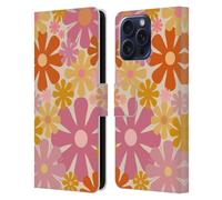 Head Case Designs Officially Licensed Kierkegaard Design Studio Pink Orange Thulian Flowers Retro Abstract Patterns Leather Wallet Case Compatible With Samsung Galaxy S25 FE