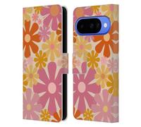 Head Case Designs Officially Licensed Kierkegaard Design Studio Pink Orange Thulian Flowers Retro Abstract Patterns Leather Wallet Case Compatible With Google Pixel 10