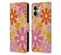Head Case Designs Officially Licensed Kierkegaard Design Studio Pink Orange Thulian Flowers Retro Abstract Patterns Leather Wallet Case Compatible With Apple iPhone 17