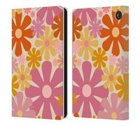 Head Case Designs Officially Licensed Kierkegaard Design Studio Pink Orange Thulian Flowers Retro Abstract Patterns Leather Wallet Case Compatible With Amazon Fire 7 2022