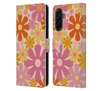 Head Case Designs Officially Licensed Kierkegaard Design Studio Pink Orange Thulian Flowers Retro Abstract Patterns Leather Wallet Case Compatible With Samsung Galaxy A36 5G