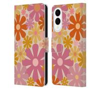 Head Case Designs Officially Licensed Kierkegaard Design Studio Pink Orange Thulian Flowers Retro Abstract Patterns Leather Wallet Case Compatible With Samsung Galaxy S25 Edge
