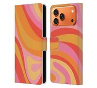Head Case Designs Officially Licensed Kierkegaard Design Studio Pink Orange Yellow Swirl Retro Abstract Patterns Leather Wallet Case Compatible With Apple iPhone 17 Pro Max