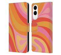 Head Case Designs Officially Licensed Kierkegaard Design Studio Pink Orange Yellow Swirl Retro Abstract Patterns Leather Wallet Case Compatible With Samsung Galaxy S25 Edge