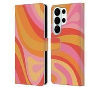 Head Case Designs Officially Licensed Kierkegaard Design Studio Pink Orange Yellow Swirl Retro Abstract Patterns Leather Wallet Case Compatible With Samsung Galaxy S26 Ultra