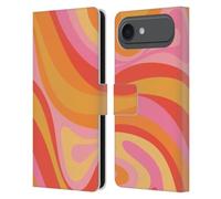 Head Case Designs Officially Licensed Kierkegaard Design Studio Pink Orange Yellow Swirl Retro Abstract Patterns Leather Wallet Case Compatible With Apple iPhone 17 Air