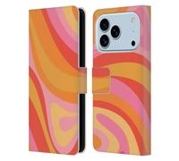 Head Case Designs Officially Licensed Kierkegaard Design Studio Pink Orange Yellow Swirl Retro Abstract Patterns Leather Wallet Case Compatible With Apple iPhone 17 Pro