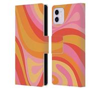 Head Case Designs Officially Licensed Kierkegaard Design Studio Pink Orange Yellow Swirl Retro Abstract Patterns Leather Wallet Case Compatible With Apple iPhone 11
