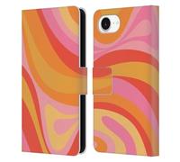 Head Case Designs Officially Licensed Kierkegaard Design Studio Pink Orange Yellow Swirl Retro Abstract Patterns Leather Wallet Case Compatible With Apple iPhone 16e