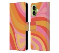 Head Case Designs Officially Licensed Kierkegaard Design Studio Pink Orange Yellow Swirl Retro Abstract Patterns Leather Wallet Case Compatible With Apple iPhone 17