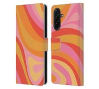 Head Case Designs Officially Licensed Kierkegaard Design Studio Pink Orange Yellow Swirl Retro Abstract Patterns Leather Wallet Case Compatible With Samsung Galaxy A36 5G