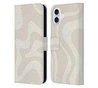 Head Case Designs Officially Licensed Kierkegaard Design Studio Retro Liquid Swirl Beige Cream Art Leather Wallet Case Compatible With Apple iPhone 16 Plus