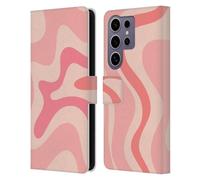 Head Case Designs Officially Licensed Kierkegaard Design Studio Soft Pink Liquid Swirl Retro Abstract Patterns Leather Wallet Case Compatible with Samsung Galaxy S25 Ultra