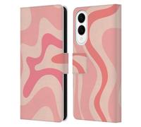 Head Case Designs Officially Licensed Kierkegaard Design Studio Soft Pink Liquid Swirl Retro Abstract Patterns Leather Wallet Case Compatible With Samsung Galaxy S25 Edge