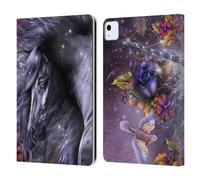 Head Case Designs Officially Licensed Laurie Prindle Blue Rose Unicorn Fantasy Horse Leather Wallet Case Compatible With Apple iPad Air 11 2020/2022/2024/2025