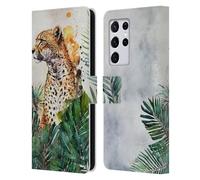Head Case Designs Officially Licensed LebensArt Cheetah Garden Jungle Plants And Animals Leather Wallet Case Compatible With Samsung Galaxy S21 Ultra 5G