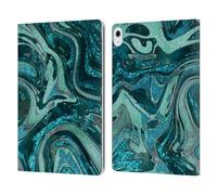 Head Case Designs Officially Licensed LebensArt Midnight Green Geo Liquid Marble Leather Wallet Case Compatible With Apple iPad Air 13 2024/2025
