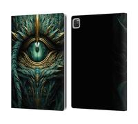Head Case Designs Officially Licensed LebensArt Teal Green Dragon Eye Mix Art Leather Wallet Case Compatible With Apple iPad Pro 12.9 2020/2021/2022