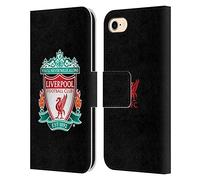 Head Case Designs Officially Licensed Liverpool Football Club Black 1 Crest 1 Leather Book Wallet Case Cover Compatible With Apple iPhone 7/8 / SE 2020 & 2022
