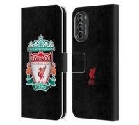 Head Case Designs Officially Licensed Liverpool Football Club Black 1 Crest 1 Leather Book Wallet Case Cover Compatible With Motorola Moto G82 5G