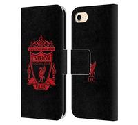 Head Case Designs Officially Licensed Liverpool Football Club Black 1 Crest 2 Leather Book Wallet Case Cover Compatible With Apple iPhone 7/8 / SE 2020 & 2022