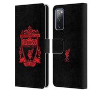 Head Case Designs Officially Licensed Liverpool Football Club Black 2 Crest 1 Leather Book Wallet Case Cover Compatible With Samsung Galaxy S20 FE / 5G
