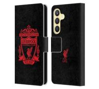 Head Case Designs Officially Licensed Liverpool Football Club Black 2 Crest 1 Leather Book Wallet Case Cover Compatible With Samsung Galaxy S24 5G