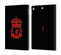 Head Case Designs Officially Licensed Liverpool Football Club Black 2 Crest 1 Leather Wallet Case Compatible With Apple iPad 10.2 2019/2020/2021