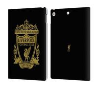 Head Case Designs Officially Licensed Liverpool Football Club Black 2 Crest 2 Leather Wallet Case Compatible With Apple iPad 10.2 2019/2020/2021
