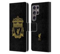 Head Case Designs Officially Licensed Liverpool Football Club Black 2 Crest 2 Leather Wallet Case Compatible With Samsung Galaxy S24 Ultra 5G