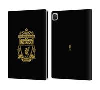 Head Case Designs Officially Licensed Liverpool Football Club Black 3 Crest 1 Leather Wallet Case Compatible With Apple iPad Pro 12.9 2020/2021/2022