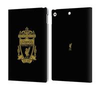 Head Case Designs Officially Licensed Liverpool Football Club Black 3 Crest 1 Leather Wallet Case Compatible With Apple iPad 10.2 2019/2020/2021
