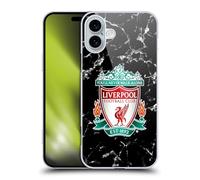 Head Case Designs Officially Licensed Liverpool Football Club Black Crest Marble Hard Back Case Compatible With Apple iPhone 16 Plus