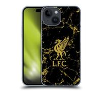 Head Case Designs Officially Licensed Liverpool Football Club Black & Gold Marble Crest & Liverbird Patterns 1 Hard Back Case Compatible With Apple iPhone 15