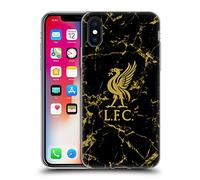 Head Case Designs Officially Licensed Liverpool Football Club Black & Gold Marble Crest & Liverbird Patterns 1 Soft Gel Case Compatible With Apple iPhone X/iPhone XS