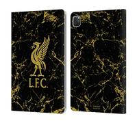 Head Case Designs Officially Licensed Liverpool Football Club Black & Gold Marble Crest & Liverbird Patterns 1 Leather Wallet Case Compatible With Apple iPad Pro 11 2020/2021 / 2022