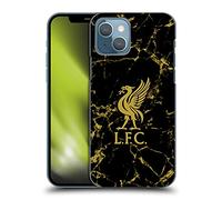 Head Case Designs Officially Licensed Liverpool Football Club Black & Gold Marble Crest & Liverbird Patterns 1 Hard Back Case Compatible With Apple iPhone 13
