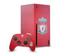 Head Case Designs Officially Licensed Liverpool Football Club Crest Red Mosaic Art Game Console Wrap and Game Controller Skin Bundle Compatible With Xbox Series X