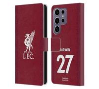 Head Case Designs Officially Licensed Liverpool Football Club Darwin Núñez 2022/23 Players Home Kit Leather Wallet Case Compatible with Samsung Galaxy S25 Ultra