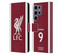 Head Case Designs Officially Licensed Liverpool Football Club Darwin Núñez 2023/24 Players Home Kit Leather Wallet Case Compatible with Samsung Galaxy S25 Ultra