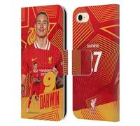 Head Case Designs Officially Licensed Liverpool Football Club Darwin Núñez 2024/25 First Team Leather Wallet Case Compatible With Apple iPhone 7/8 / SE 2020 & 2022