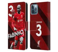Head Case Designs Officially Licensed Liverpool Football Club Fabinho 2021/22 First Team Leather Wallet Case Compatible With Apple iPhone 12 / iPhone 12 Pro