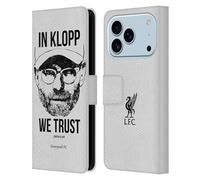 Head Case Designs Officially Licensed Liverpool Football Club Full Face White Jurgen Klopp Illustrations Leather Wallet Case Compatible With Apple iPhone 17 Pro