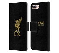 Head Case Designs Officially Licensed Liverpool Football Club Gold Logo On Black Liver Bird Leather Book Wallet Case Cover Compatible With Apple iPhone 7 Plus/iPhone 8 Plus
