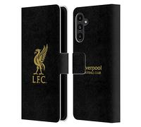 Head Case Designs Officially Licensed Liverpool Football Club Gold Logo On Black Liver Bird Leather Book Wallet Case Cover Compatible With Samsung Galaxy A13 5G (2021)