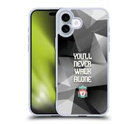 Head Case Designs Officially Licensed Liverpool Football Club Grey Geo Plain Crest You'Ll Never Walk Alone Gel Case [Military Grade] Compatible with Apple iPhone 16 Plus and Compatible with MagSafe