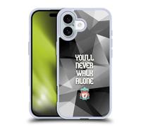 Head Case Designs Officially Licensed Liverpool Football Club Grey Geo Plain Crest You'Ll Never Walk Alone Gel Case [Military Grade] Compatible with Apple iPhone 16 and Compatible with MagSafe