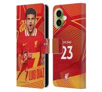 Head Case Designs Officially Licensed Liverpool Football Club Luis Díaz 2024/25 First Team Leather Wallet Case Compatible With Apple iPhone 17