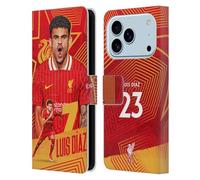 Head Case Designs Officially Licensed Liverpool Football Club Luis Díaz 2024/25 First Team Leather Wallet Case Compatible With Apple iPhone 17 Pro